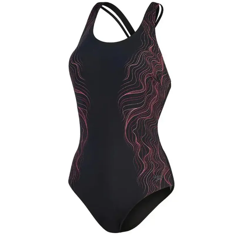 Speedo Women's Calypso Printed Shaping Swimsuit Black/Pink